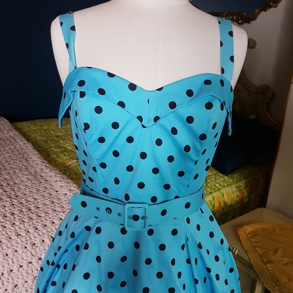 Pinup girl clothing polka dot swing dress - Picture 2 of 9